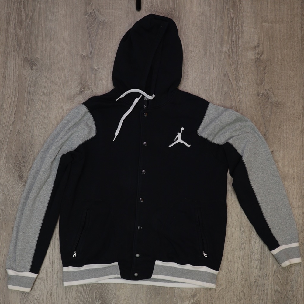 Jordan Nike Air Varsity Hoody 2.0 Men's Jacket XL Black/Grey/White